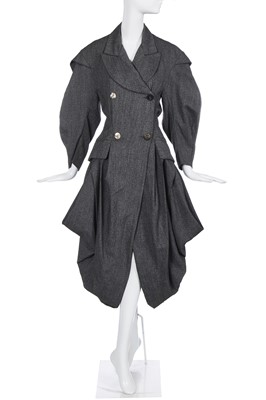 Lot 290 - A rare John Galliano grey viscose coat, 'Forgotten Innocents' collection, Autumn-Winter 1986-87