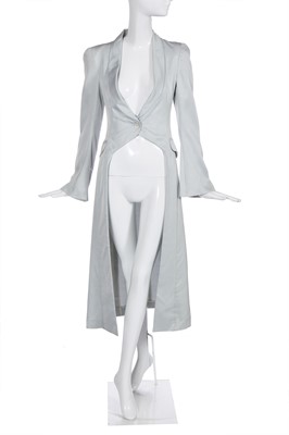 Lot 263 - A rare John Galliano baby blue silk blend coat, 'Princess Lucretia' collection, Spring-Summer 1994