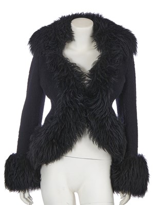 Lot 210 - A Vivienne Westwood black wool and faux-fur jacket, probably 'Dressing Up' collection, Autumn-Winter 1991-92