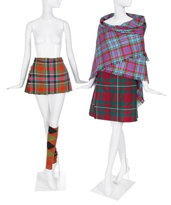 Lot 185 - Two Vivienne Westwood tartan tweed kilts, 'Anglomania' collection, Autumn-Winter 1993-94