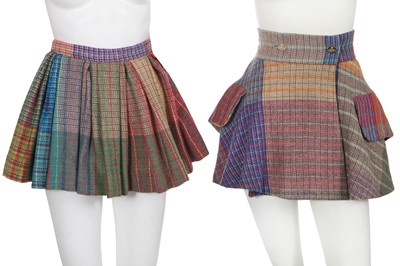 Lot 212 - Two Vivienne Westwood multi-tartan skirts, probably 'Storm in a Teacup' collection, Autumn-Winter 1996-97