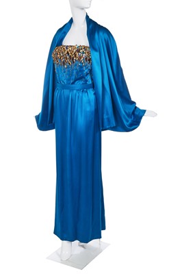 Lot 353 - A Givenchy haute-couture blue satin evening gown, 1980s