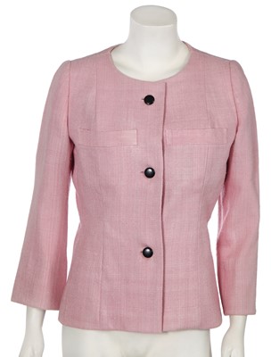 Lot 371 - A Dior by Marc Bohan haute couture pink linen jacket, Spring-Summer 1987