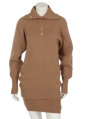 Lot 23 - A Chanel tan knit camel hair ensemble, 1990s