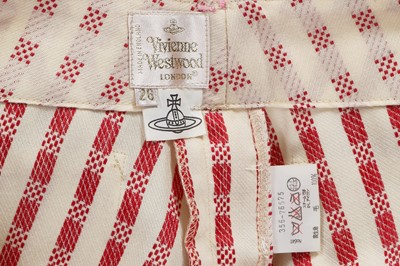 Lot 158 - A pair of Vivienne Westwood cream and red wool bondage trousers, 1990s-2000s