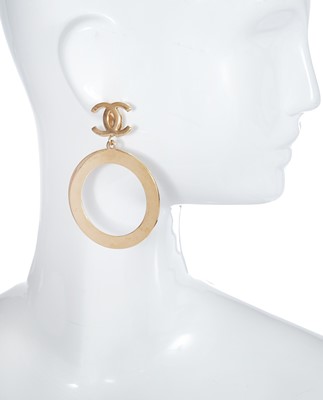 Lot 65 - Two pairs of Chanel hoop earrings, 1990s