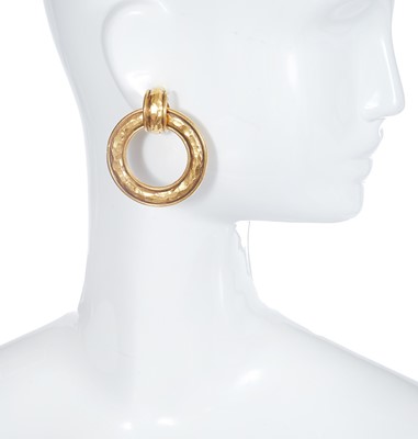 Lot 65 - Two pairs of Chanel hoop earrings, 1990s