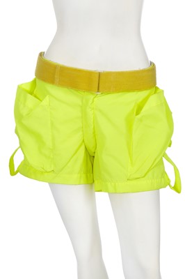 Lot 222 - A pair of Vivienne Westwood neon yellow synthetic shorts, 'Hypnos' collection, Spring-Summer 1984