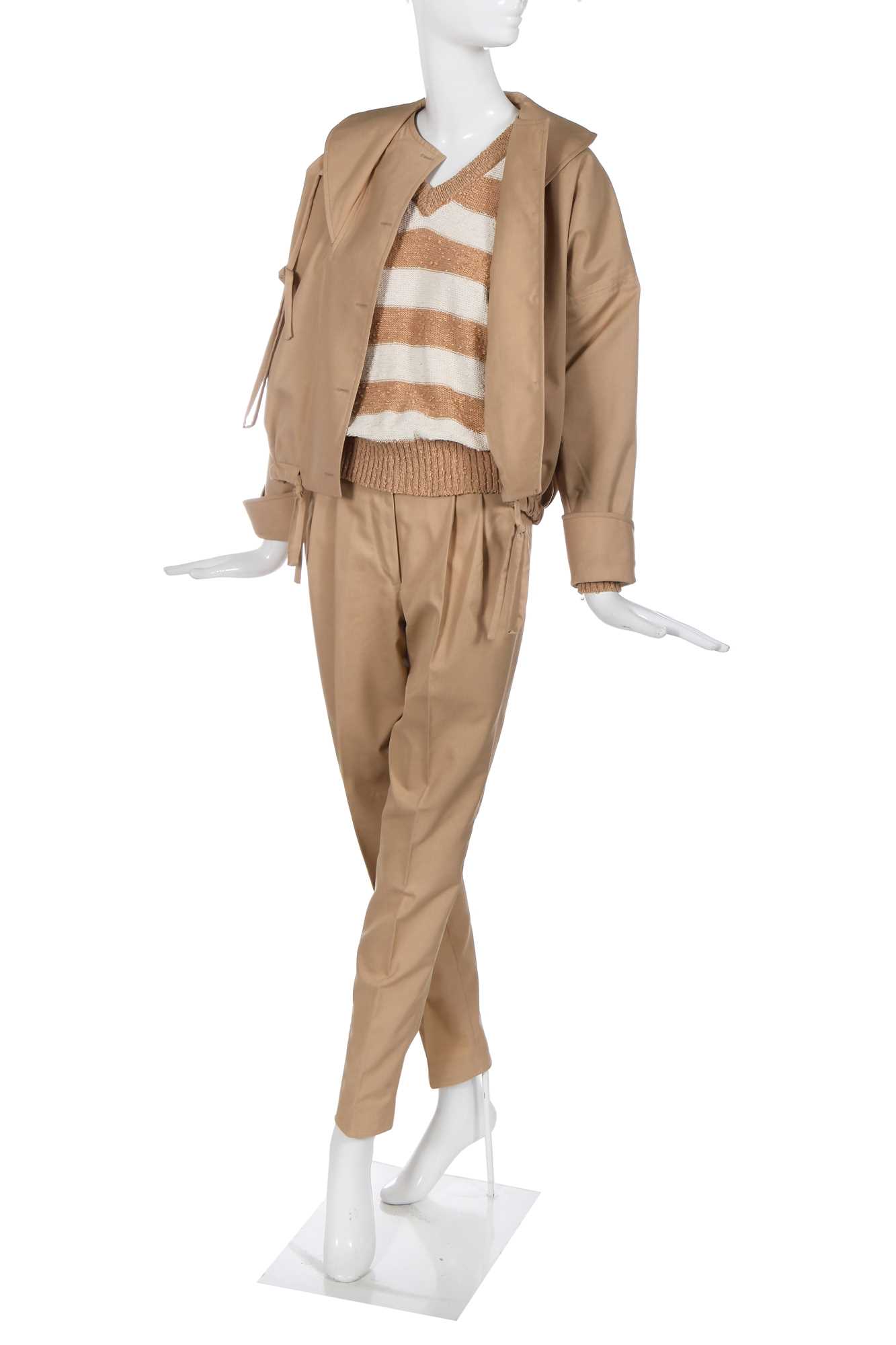 Lot 373 - A Bill Gibb tan cotton ensemble, circa 1977