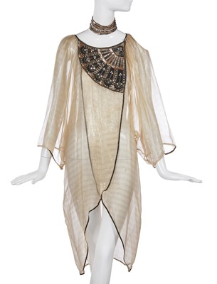 Lot 376 - A Bill Gibb beaded chiffon tunic and choker, circa 1973