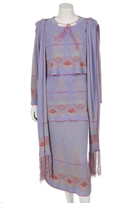 Lot 383 - A Bill Gibb lavender knitted ensemble, Spring-Summer 1976