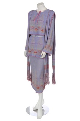 Lot 383 - A Bill Gibb lavender knitted ensemble, Spring-Summer 1976