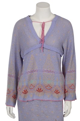 Lot 383 - A Bill Gibb lavender knitted ensemble, Spring-Summer 1976