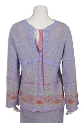 Lot 383 - A Bill Gibb lavender knitted ensemble, Spring-Summer 1976