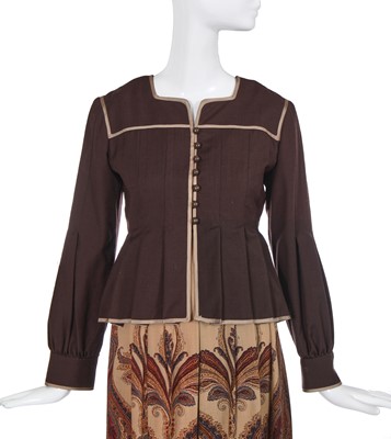 Lot 378 - A Bill Gibb brown wool ensemble, 1977