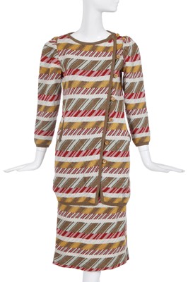 Lot 381 - A Bill Gibb multicoloured knit ensemble, probably Autumn-Winter 1975-76