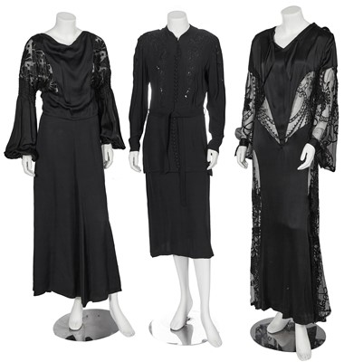 Lot 474 - Three black dresses, 1930s