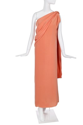 Lot 437 - A Christian Dior haute couture by Marc Bohan, apricot silk crêpe dress, Autumn-Winter 1966-67