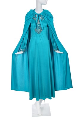 Lot 424 - A Loris Azzaro blue stretch jersey dress, 1970s