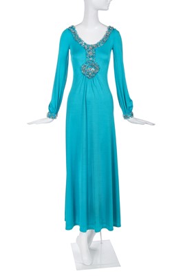 Lot 424 - A Loris Azzaro blue stretch jersey dress, 1970s