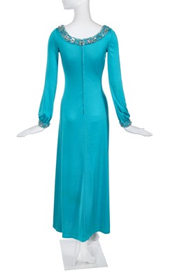 Lot 424 - A Loris Azzaro blue stretch jersey dress, 1970s