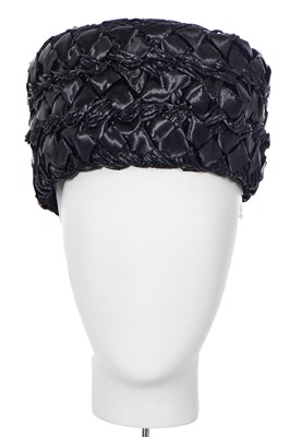 Lot 434 - A Christian Dior by Marc Bohan black raffia hat, Spring-Summer 1961