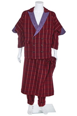 Lot 340 - A rare Vivienne Westwood burgundy checked wool suit, 'Clint Eastwood' collection, Autumn-Winter 1985-86