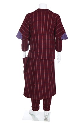 Lot 340 - A rare Vivienne Westwood burgundy checked wool suit, 'Clint Eastwood' collection, Autumn-Winter 1985-86
