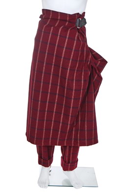 Lot 340 - A rare Vivienne Westwood burgundy checked wool suit, 'Clint Eastwood' collection, Autumn-Winter 1985-86