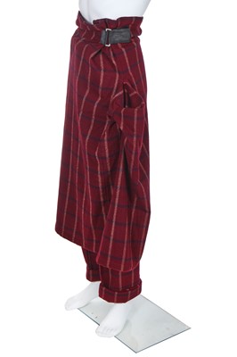 Lot 340 - A rare Vivienne Westwood burgundy checked wool suit, 'Clint Eastwood' collection, Autumn-Winter 1985-86