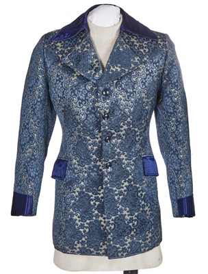 Lot 214 - A Mates by Irvine Sellar men's blue and silver brocaded silk jacket, circa 1966