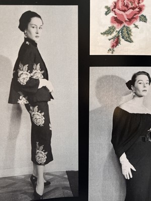 Lot 444 - An early Hubert de Givenchy haute couture needlepoint rose jacket, Autumn-Winter 1952-53