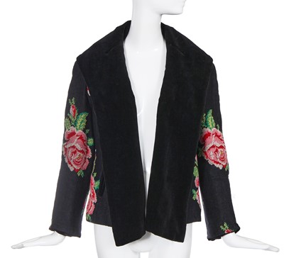 Lot 444 - An early Hubert de Givenchy haute couture needlepoint rose jacket, Autumn-Winter 1952-53