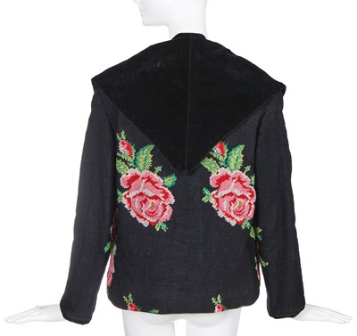 Lot 444 - An early Hubert de Givenchy haute couture needlepoint rose jacket, Autumn-Winter 1952-53