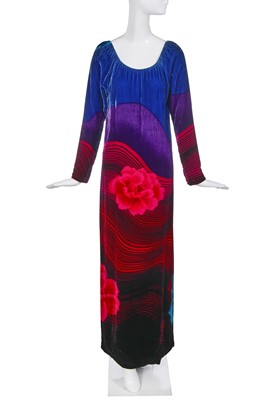 Lot 389 - A Hanae Mori printed velvet dress, 1970s