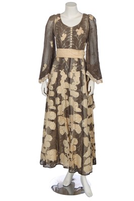 Lot 418 - A Catherine Buckley printed lace dress, 1970s