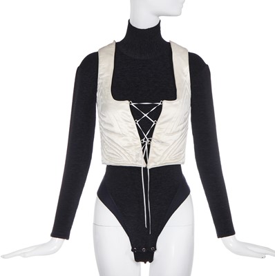 Lot 268 - A John Galliano black and white 'Fencing' ensemble, Autumn-Winter 1990-91