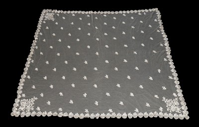 Lot 528 - A Honiton bobbin appliqué bridal veil, circa...