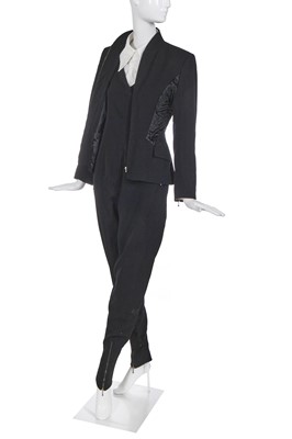 Lot 271 - A John Galliano black wool jumpsuit ensemble, 'Fencing' collection, Autumn-Winter 1990-91