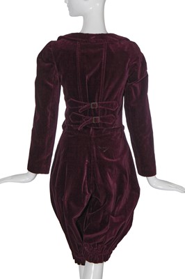 Lot 244 - A Vivienne Westwood grape-purple velvet complete ensemble, 'Time Machine' collection, Autumn-Winter 1988-89