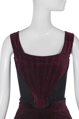 Lot 244 - A Vivienne Westwood grape-purple velvet complete ensemble, 'Time Machine' collection, Autumn-Winter 1988-89