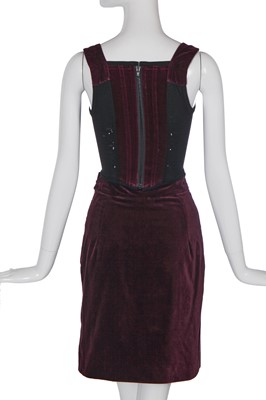 Lot 244 - A Vivienne Westwood grape-purple velvet complete ensemble, 'Time Machine' collection, Autumn-Winter 1988-89