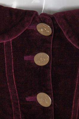 Lot 244 - A Vivienne Westwood grape-purple velvet complete ensemble, 'Time Machine' collection, Autumn-Winter 1988-89