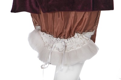 Lot 244 - A Vivienne Westwood grape-purple velvet complete ensemble, 'Time Machine' collection, Autumn-Winter 1988-89