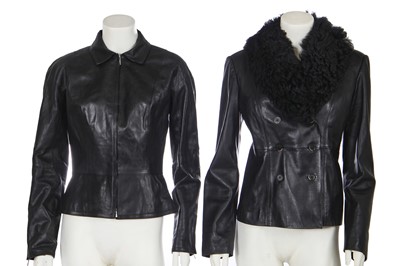 Lot 117 - Two Loewe black leather jackets, 2010s