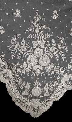Lot 485 - A good Brussels needlepoint lace veil, circa...