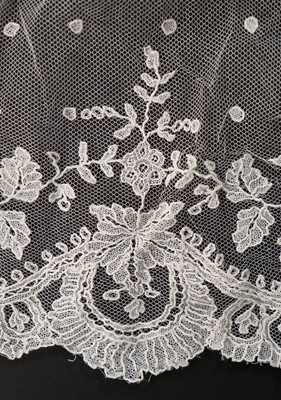 Lot 485 - A good Brussels needlepoint lace veil, circa...