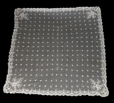 Lot 485 - A good Brussels needlepoint lace veil, circa...