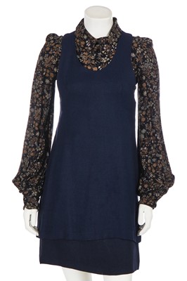 Lot 18 - A Biba navy slubbed rayon ensemble, 1969