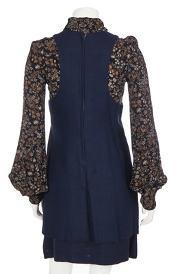 Lot 18 - A Biba navy slubbed rayon ensemble, 1969